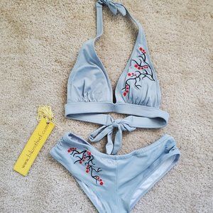 Bikini Thief - Bondi Halter Bikini GREY SKIES / XS NWT
